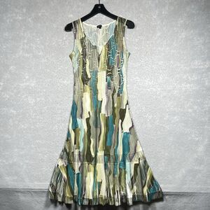 Komarov Dress SMALL Green Crinkle Handkerchief 90s Fairy Cottage Romantic Y2K